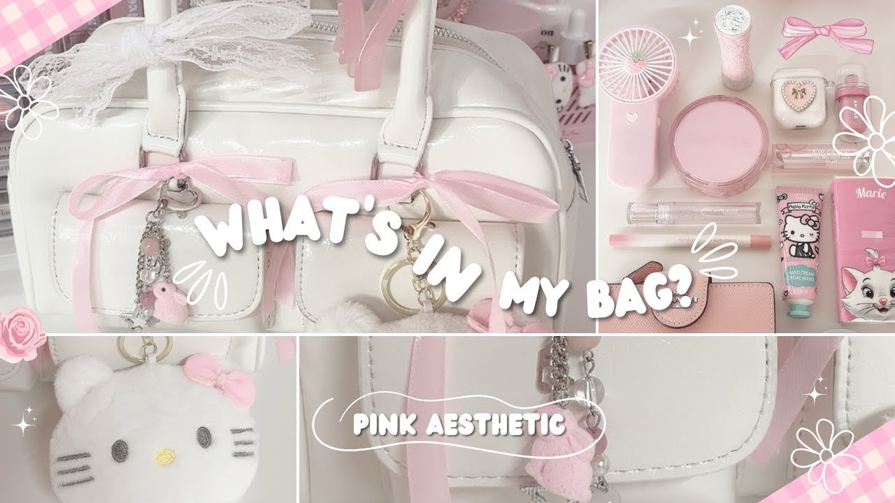what's in my bag 🎀🩰🎧 pink aesthetic & it girl essentials ⋆˚ 𝜗𝜚˚⋆