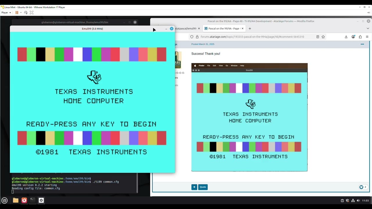 Emulation: EMUL99 (Linux / MacOS / Raspberry Pi 400)