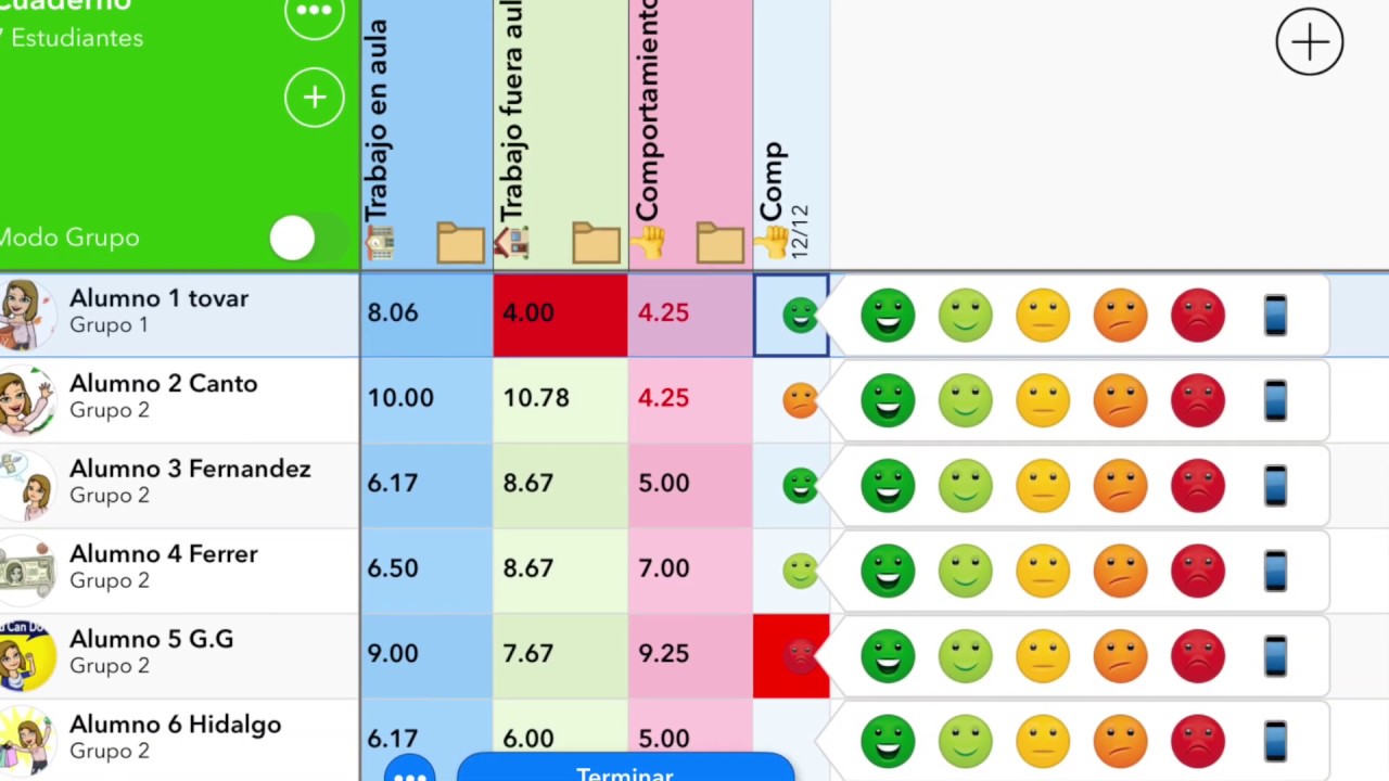 iDoceo 6 configurar columnas de iconos favoritas