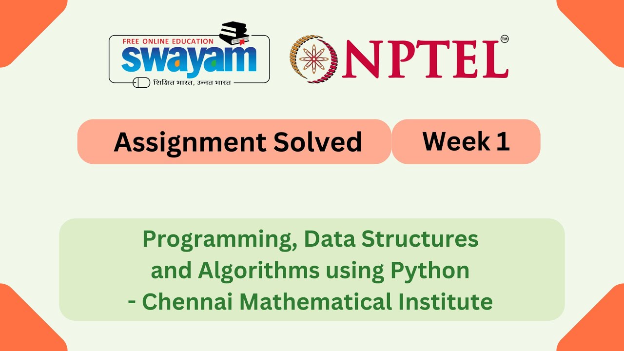 Programming, Data Structures And Algorithms Using Python Week 1 || NPTEL 2026 #nptel #myswayam