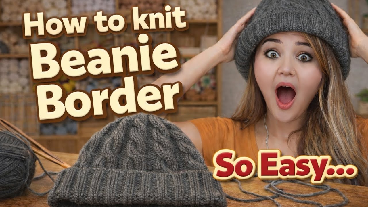 How To Knit Beanie Border | Knitting Tutorial Hat Cap Beanie .