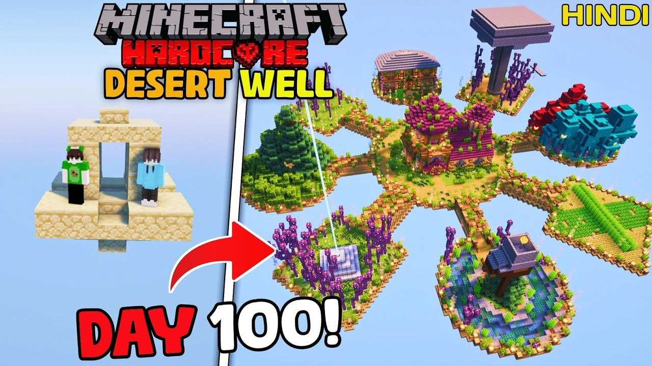 We Survived 100 Days on a DESERT WELL in Minecraft Hardcore...