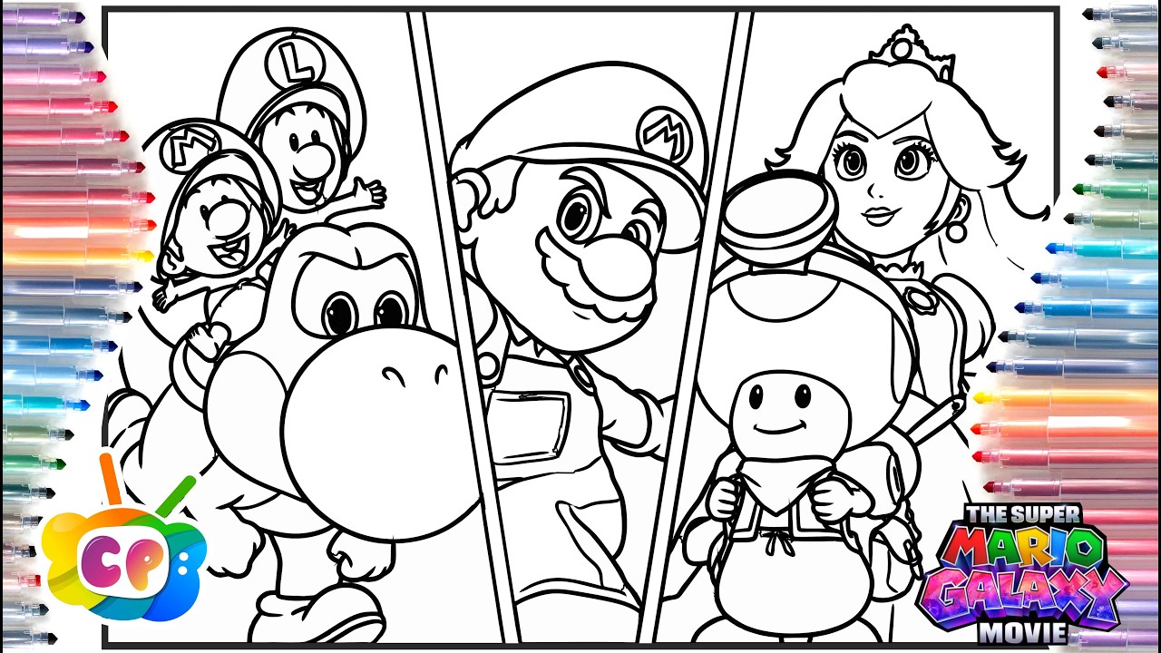 The Super Mario galaxy movie characters / Super Mario galaxy movie coloring page