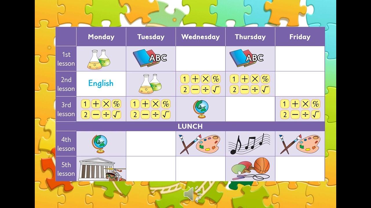 Poptropica English 4 School timetable audio 3,20