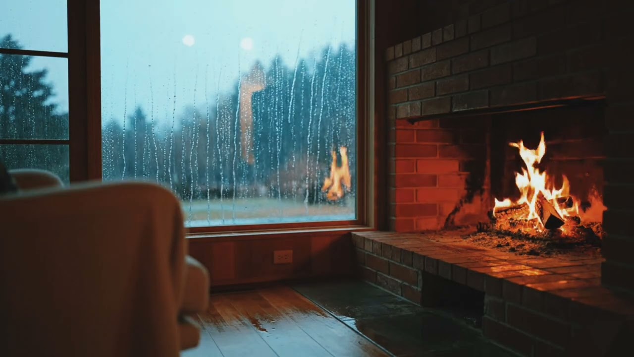 Rain Outside the Window & Fireplace Sounds 🌧️🔥 Cozy Indoor Ambience for Sleep, Relaxation & Study