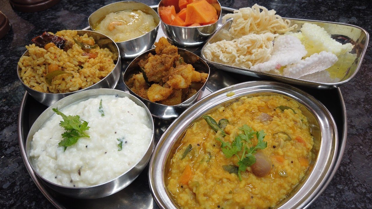 A2B Mini Meals Kesari Sambar Rice Pulliyotharai Curd Rice Potato Curry Gowri Samayalarai