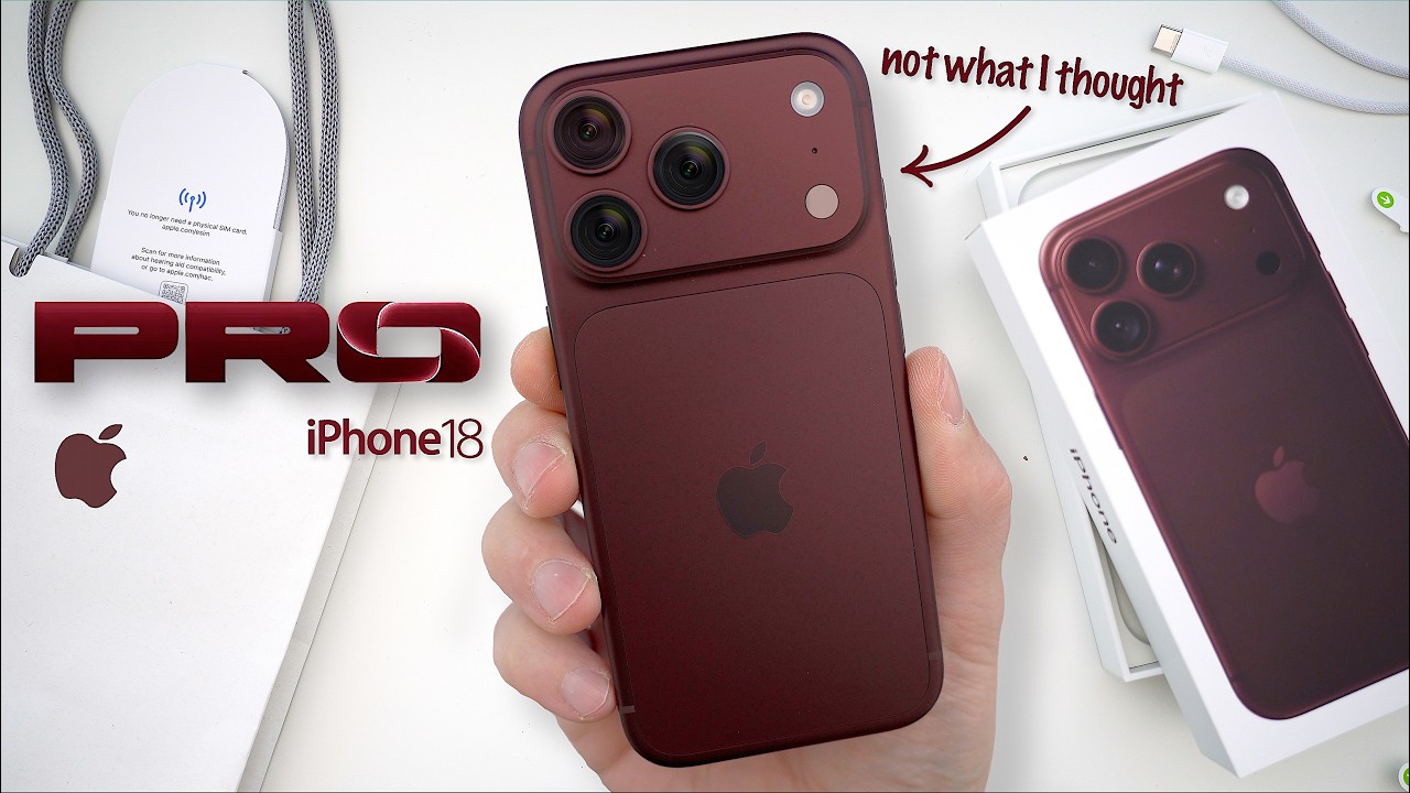 Распаковка, обзор и первые впечатления от Apple iPhone 18 Pro! (Бордовый)
