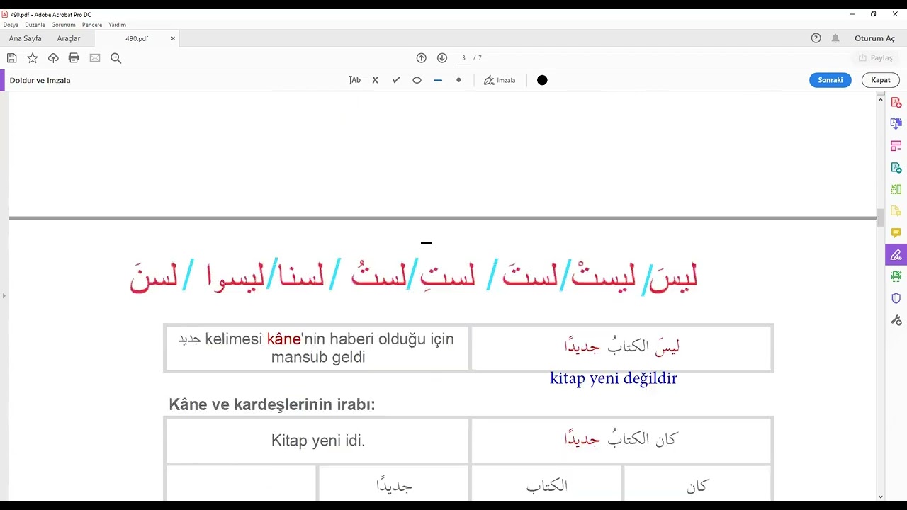 49  hafta Arapça inne ve kardeşleri, kane ve kardeşleri ve sıfat tamlaması