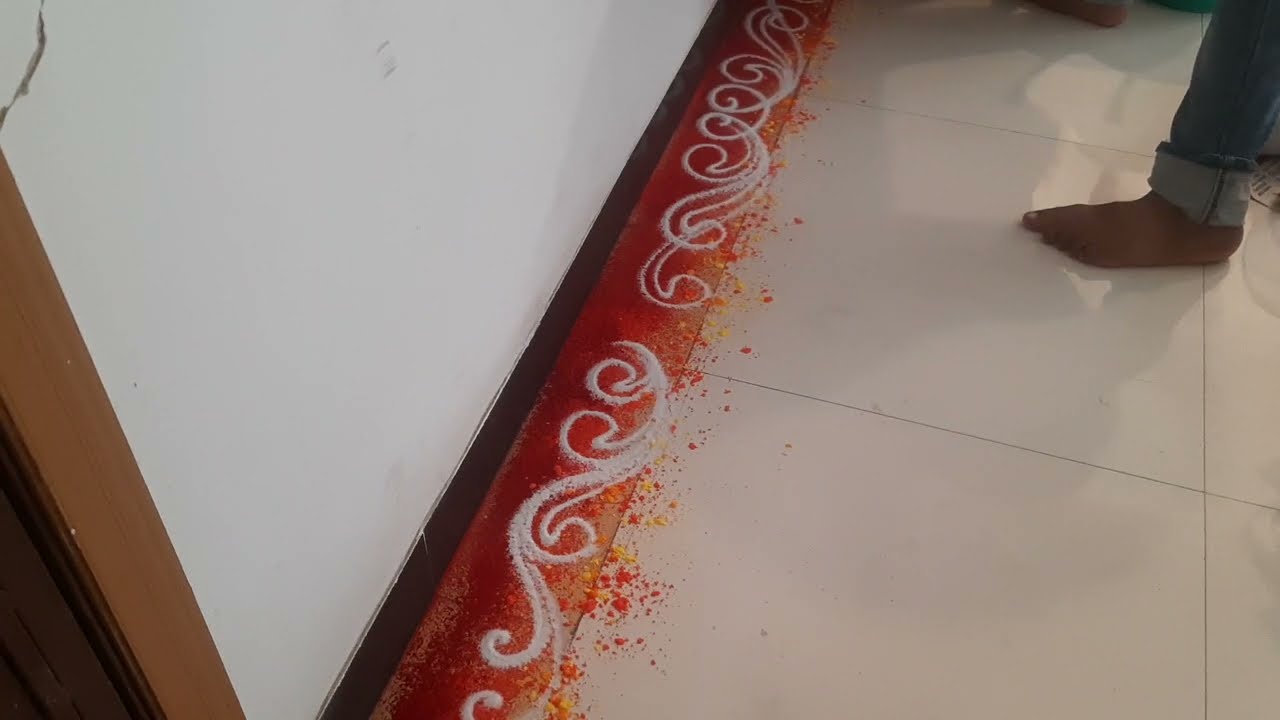 border rangoli | new design | colour design | new rangoli | creative rangoli | sanskar Bharati Rango