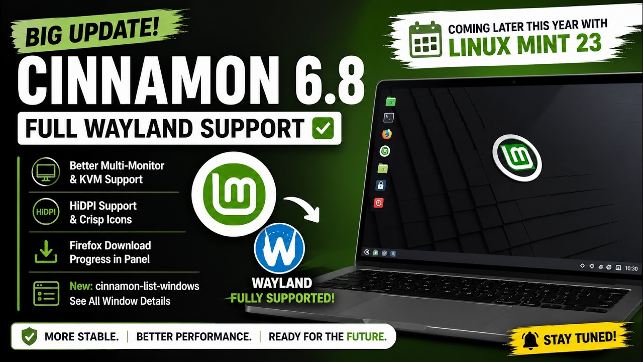 Linux Mint 23 стала еще лучше! Cinnamon 6.8 получила полноценную поддержку Wayland 🚀