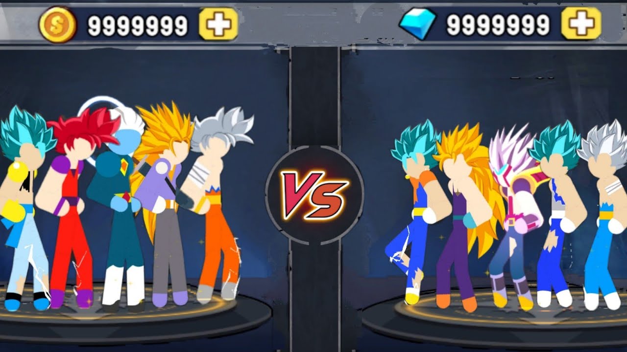 Stickman Warriors Goku Ultra, Trunks, Beerus Vs Vegito, Gohan, Vegeta SSJ Blue