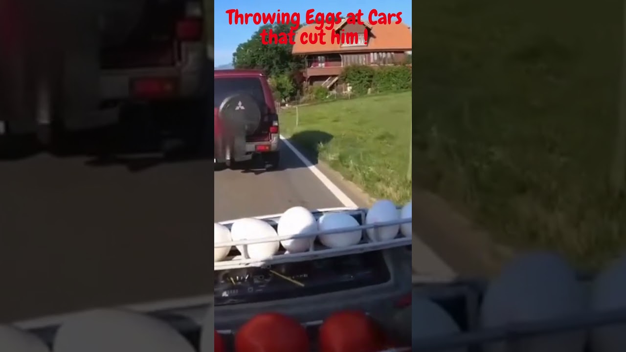 Throwing Eggs at Cars that cut him! | Dashcam #shorts