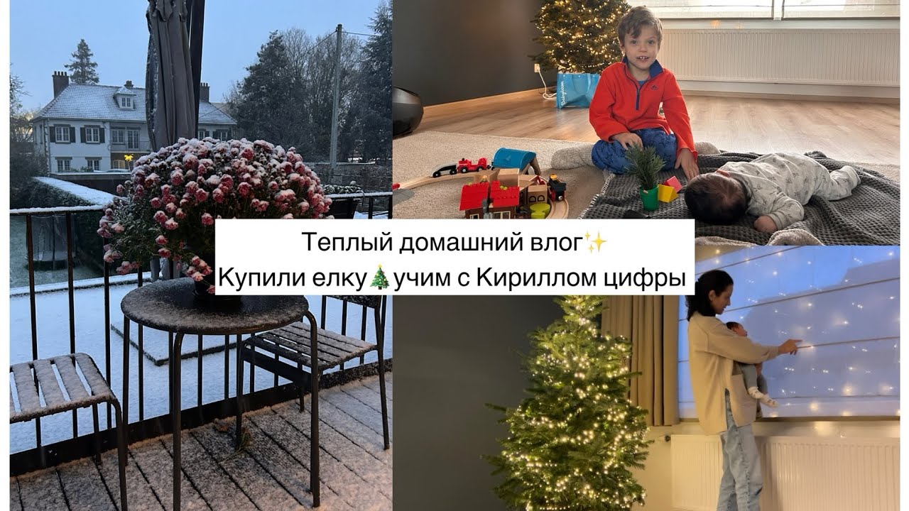 ✨ТЕПЛЫЙ ДОМАШНИЙ ВЛОГ✨КУПИЛИ ЕЛКУ🎄УЧИМ ЦИФРЫ С КИРИЛЛОМ👍ПОКУПКИ С ACTION🎁