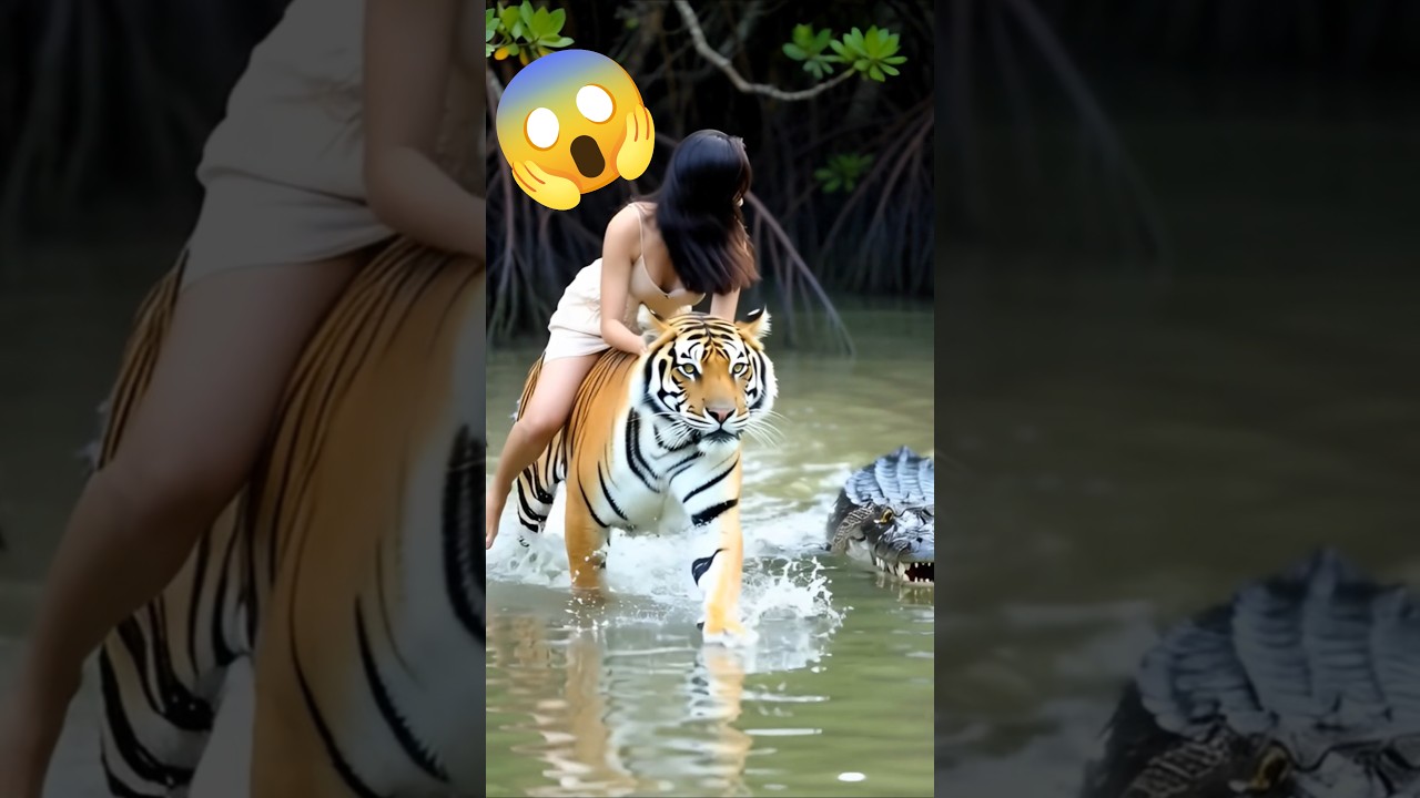 tiger Lets Girl Ride Him in Dangerous Mangrove Waters–Craziest Wildlife Moment Ever 