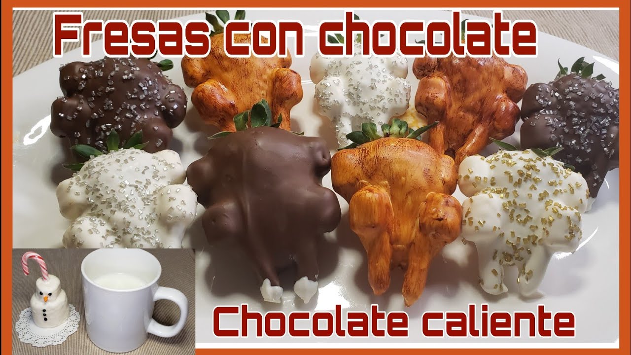 fresas con chocolate/ bombón con chocolate [chocolate caliente]