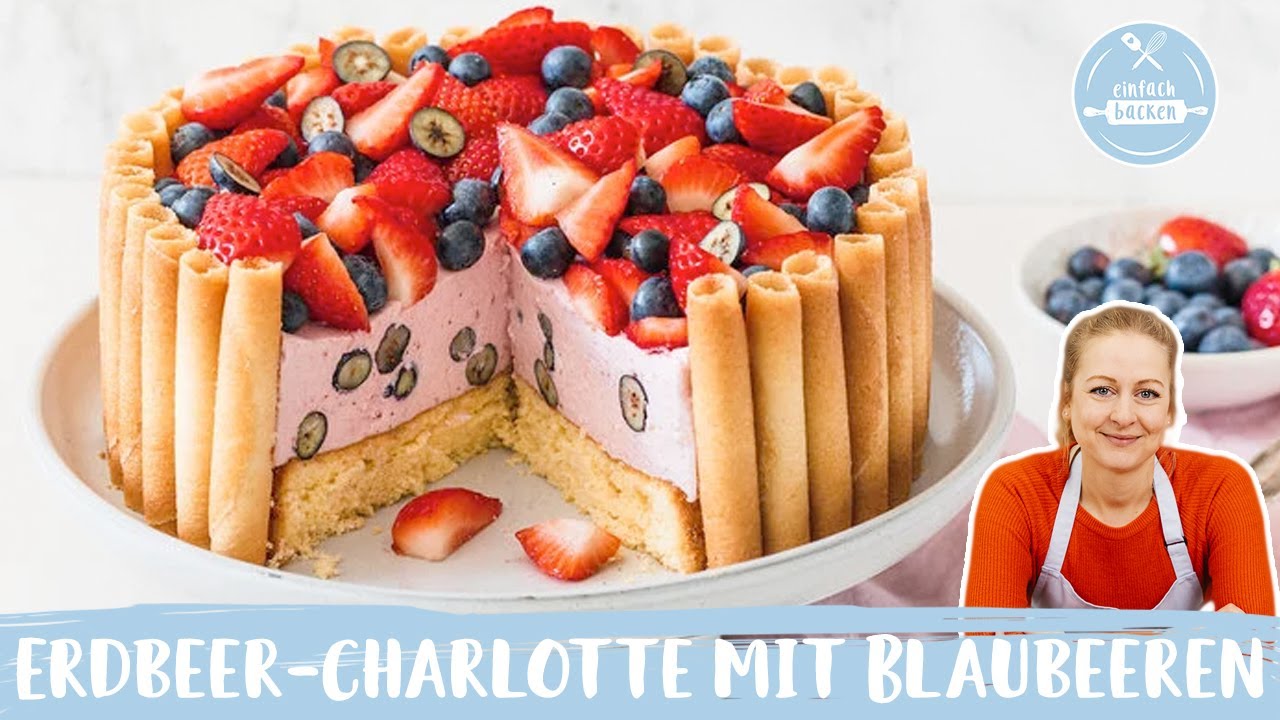 Erdbeer-Charlotte 🍓 🍰 | Erdbeer-Torte mit Waffelröllchen | Einfach Backen