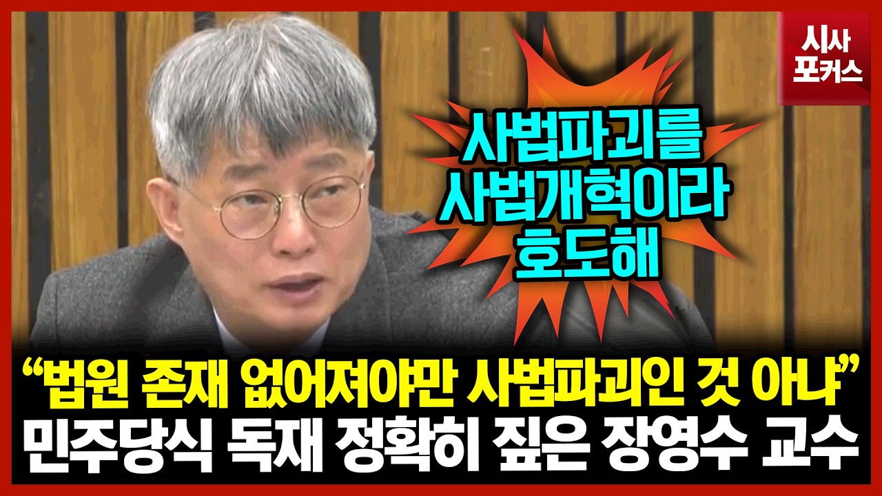 민주당식 독재 핵심 정확히 짚은 장영수 교수 “법원 존재 없어져야만 사법파괴인 것 아냐”