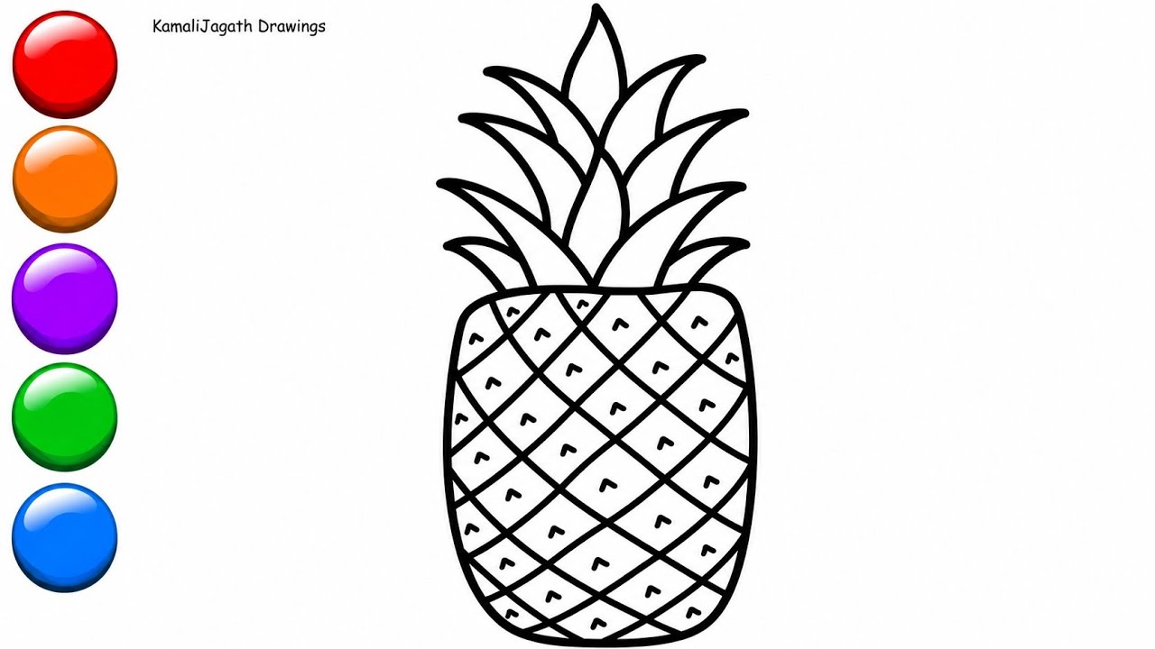 Pineapple easy drawing  || How to Draw a Pineapple step by step || Simple Pineapple Drawing Colour