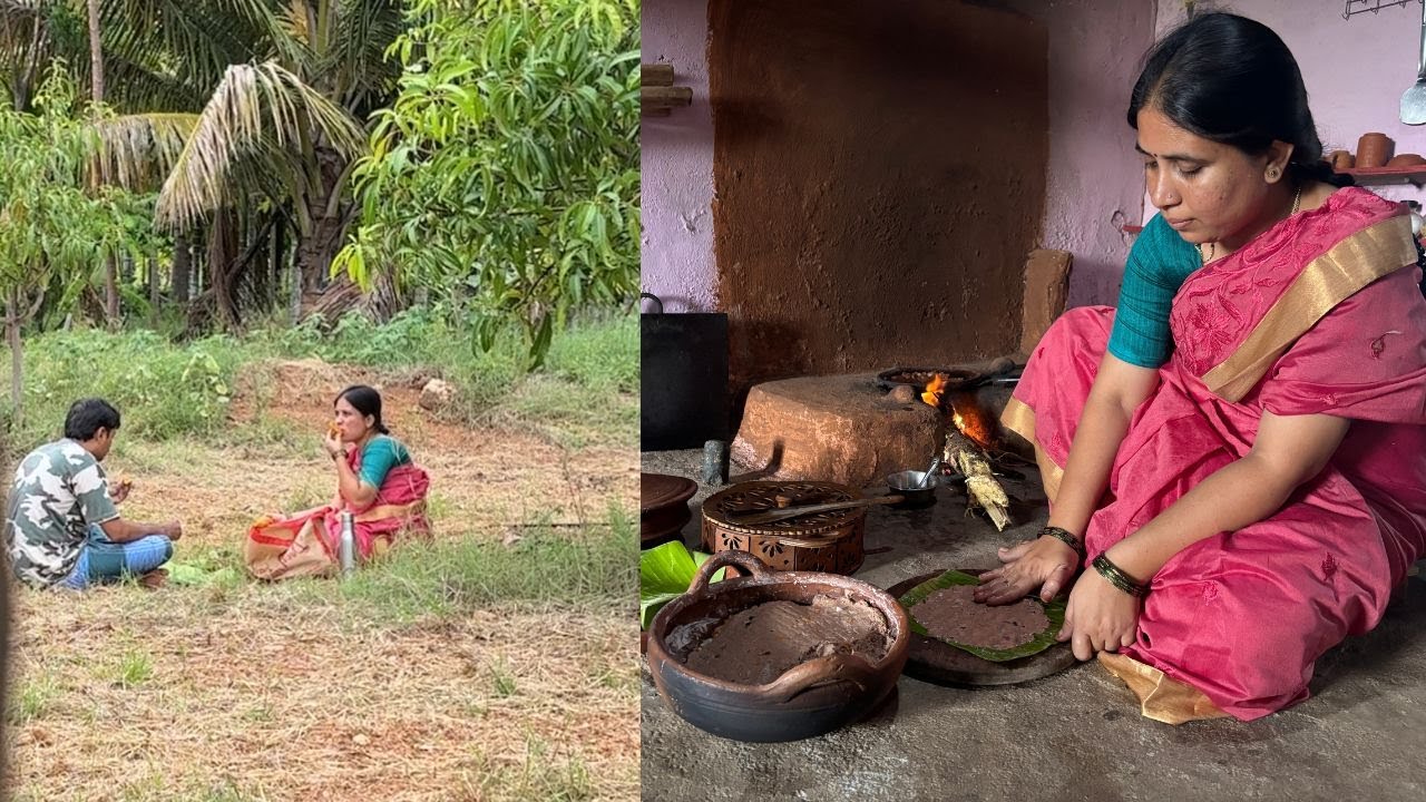 Village Women Doing Ragi Roti Coconut Chutney|Village Style Ragi RotiChutney|Family Traditional Life