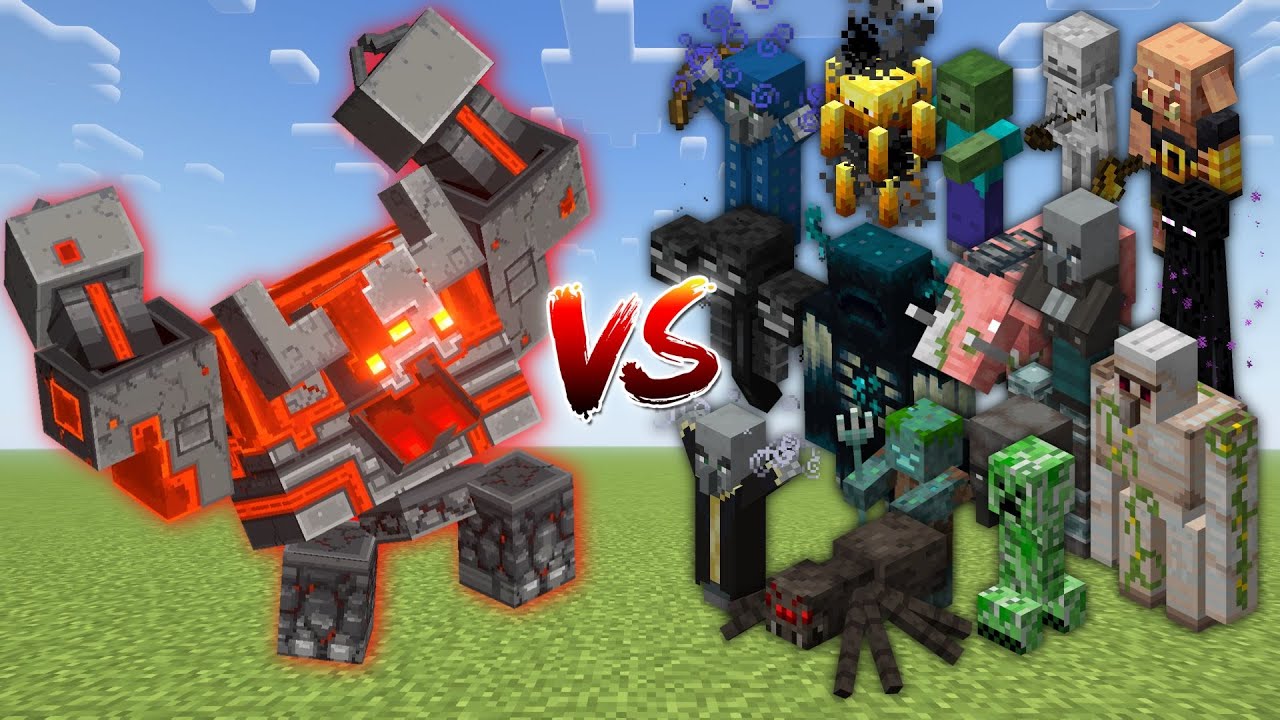 Redstone Monstrosity Vs. All Minecraft Mobs (1.19.2 Battle)