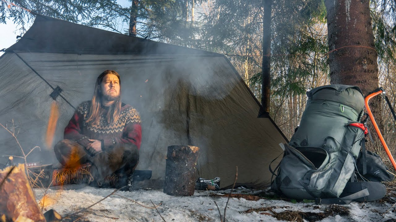 Winter Camping Alone in the Forest