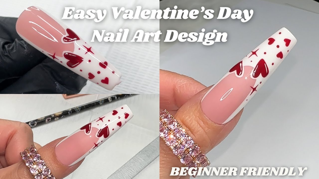 Valentine’s Day Nail Art Design | Simple And Easy | Step By Step