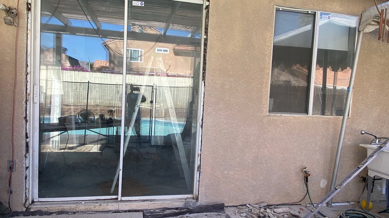 How To Cut stucco around old sliding glass patio doors Part 1