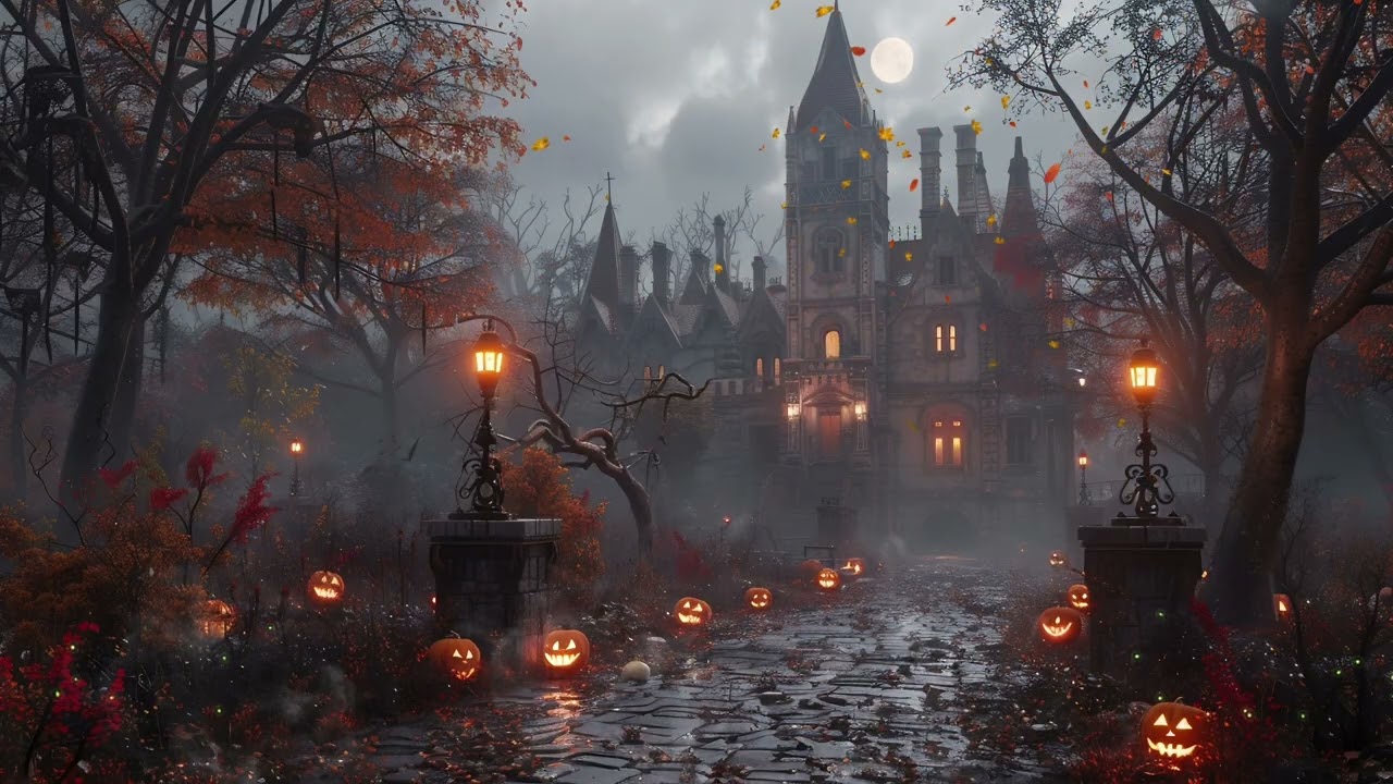 Haunted Gothic Castle Ambience 🎃 | Fog & Pumpkins | Creepy Halloween Music and Dark Atmosphere