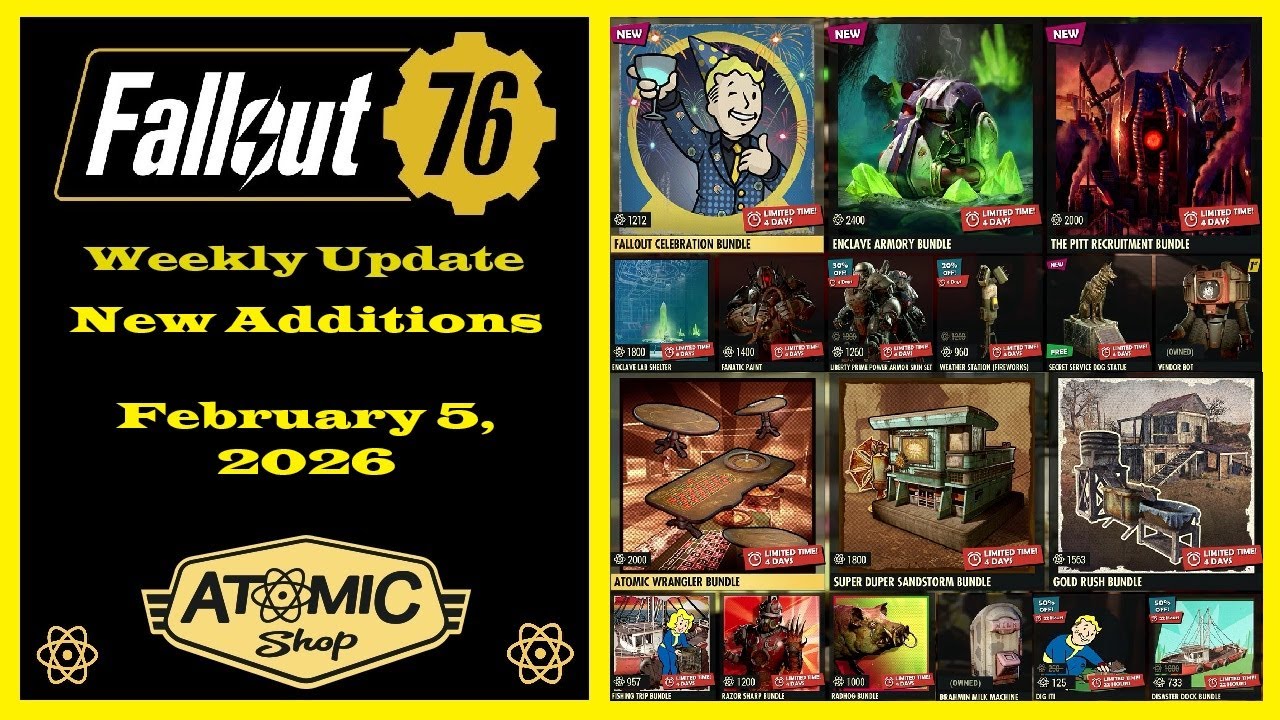 Новые товары в Atomic Shop появятся 5 февраля 2026 года &mdash; обновление Atomic Shop для Fallout 76.