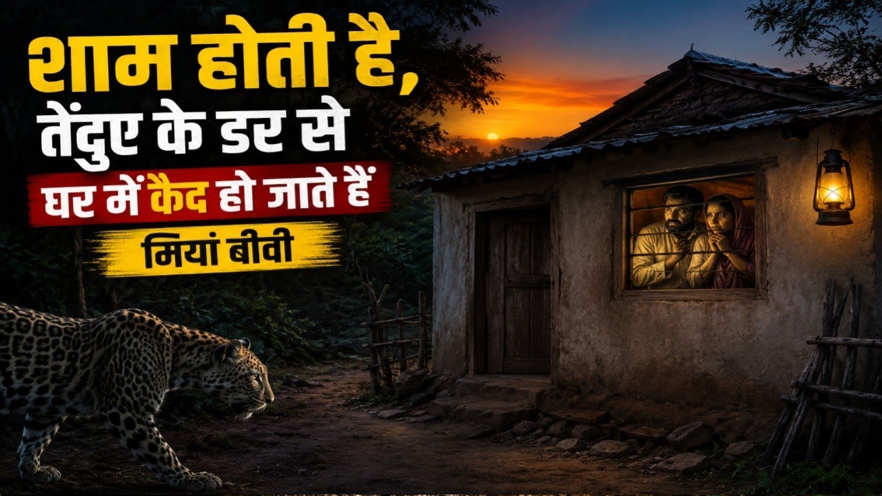 घने जंगल से लगकर खेती  में एक अकेला घर| जहां रहते हैं  पति-पत्नी|घर के बाहर घूमता है  शातिर शिकारी|