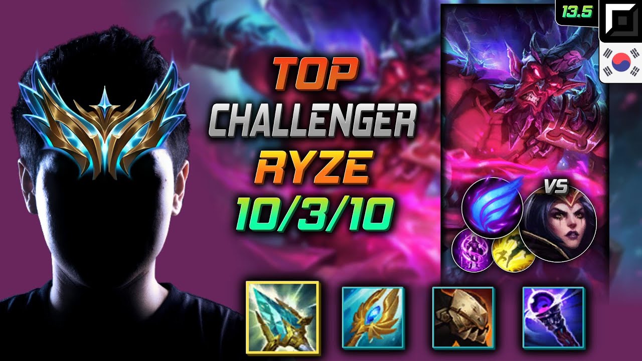 Challenger Top Райз Build Жезл веков Фазовый рывок - Ryze Top vs LeBlanc - LOL KR 13.5