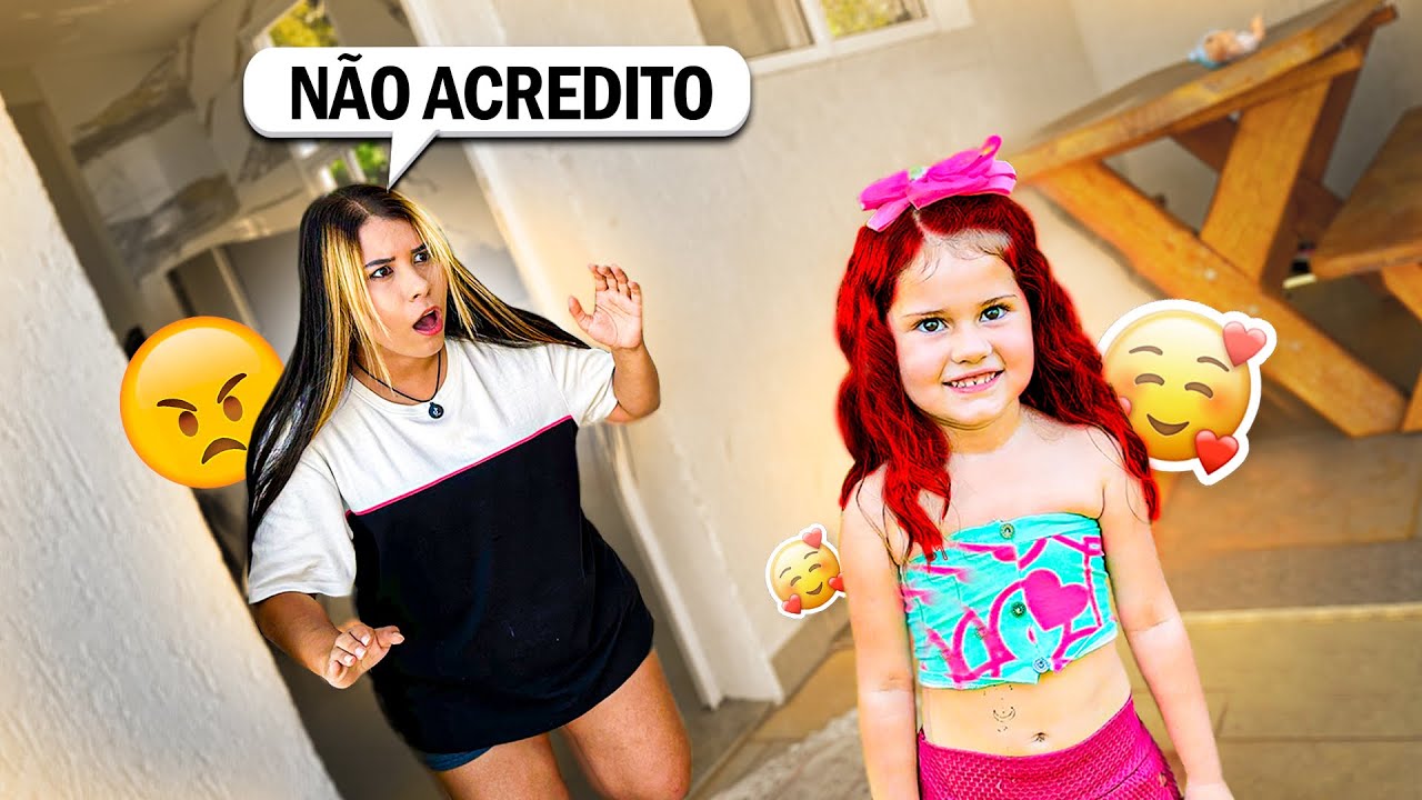 MINHA IRMÃZINHA PINTOU O CABELO DE VERMELHO DE MENTIRA!!