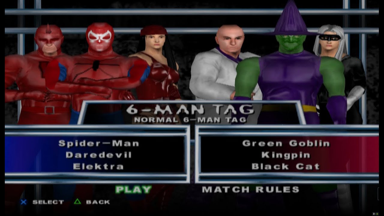 WWE: Here Comes The Pain - Spider-Man/Daredevil/Elektra vs Green Goblin/Kingpin/Black Cat
