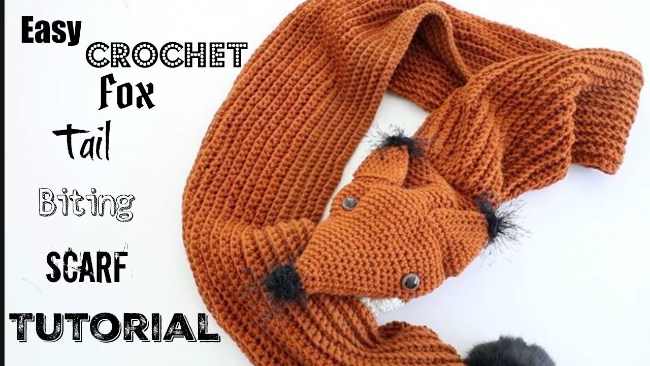 Crochet Tail Biting Fox Scarf