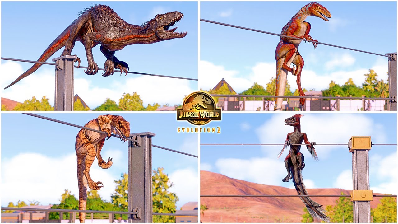 Climbing the Fences Animations of Small and Hybrid Dinosaurs 🦖 Jurassic World Evolution 2 - JWE