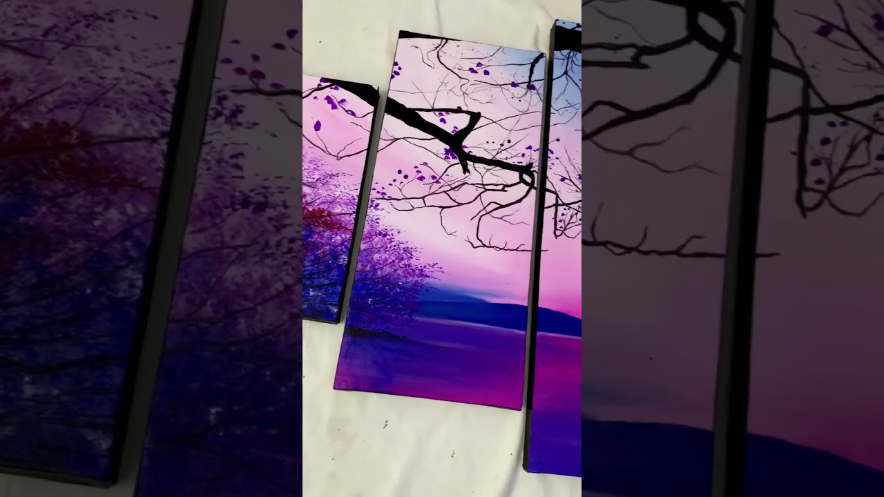 acrylic painting | 5 pieces canvas painting | for wall #artshorts #art #painting #paintingtutorial