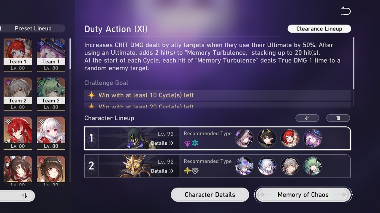 HSR Memory of Chaos Duty Action Stage 11 (Autoplay)