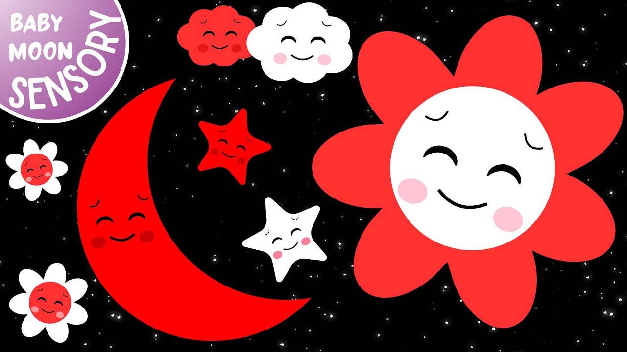 Baby Sensory Playtime ❤️ Gentle Visual Stimulation for Newborns in Red & White on a Black Background