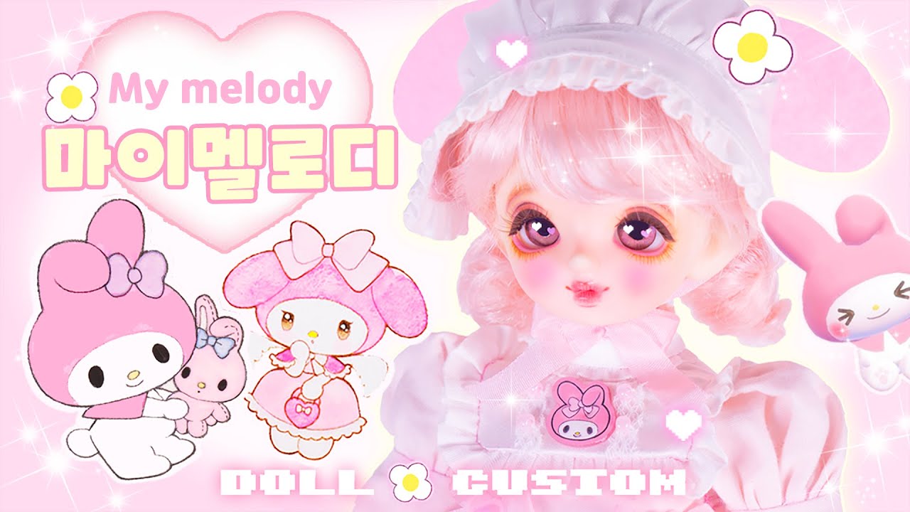 [ENG SUB] 마이멜로디를 구체관절인형으로 커스텀하면? My Melody Doll repainting Custom 인형 리페인팅 マイメロディお人形さま カスタム 힐링