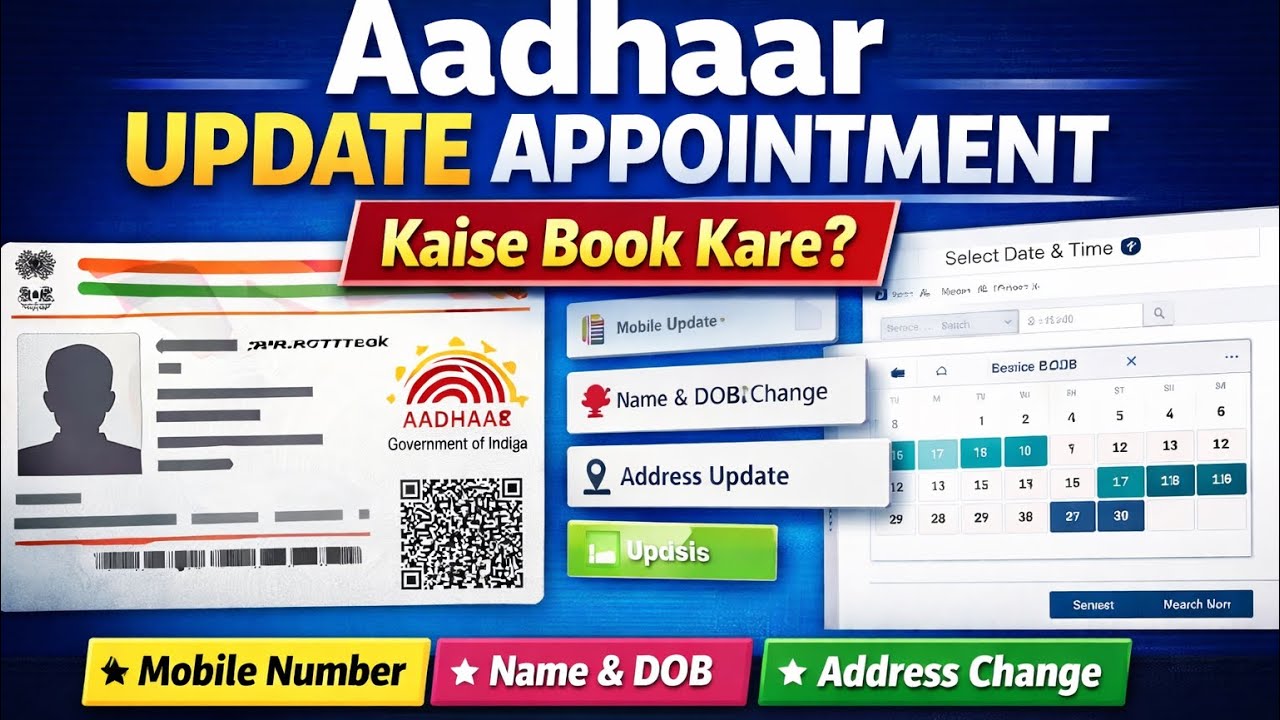 Aadhaar Card Update Appointment Kaise Book Kare 2026 | Mobile Number, Name, DOB Update Online