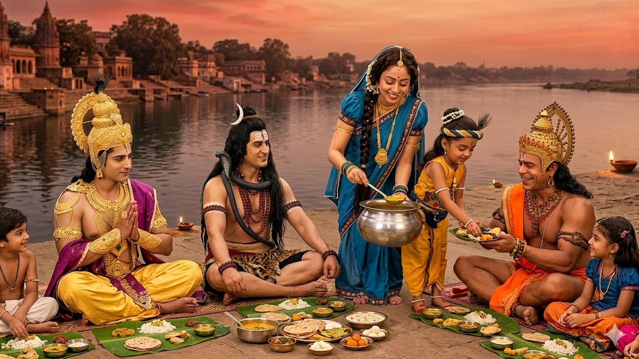 बाल कान्हा ने महादेव, विष्णु जी और हनुमान जी को पड़ोसा भोजन | यशोमती मईया के नंदलाला | Krishan Leela