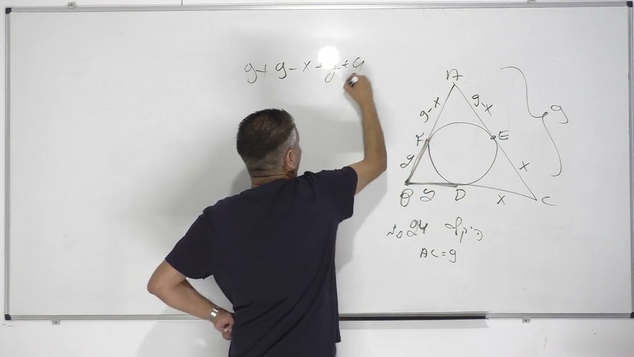 קורס גיאומטריה-המעגל-שיעור 45-מרכז מעגל חסום במשולש הוא מפגש חוצי הזוית.