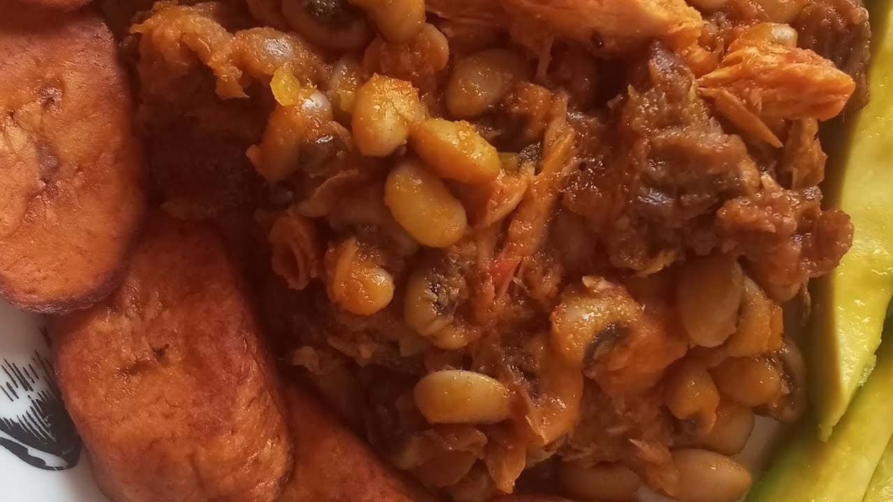 Ghanaian Toolo Beef (Cured Beef) Tuna Beans Stew