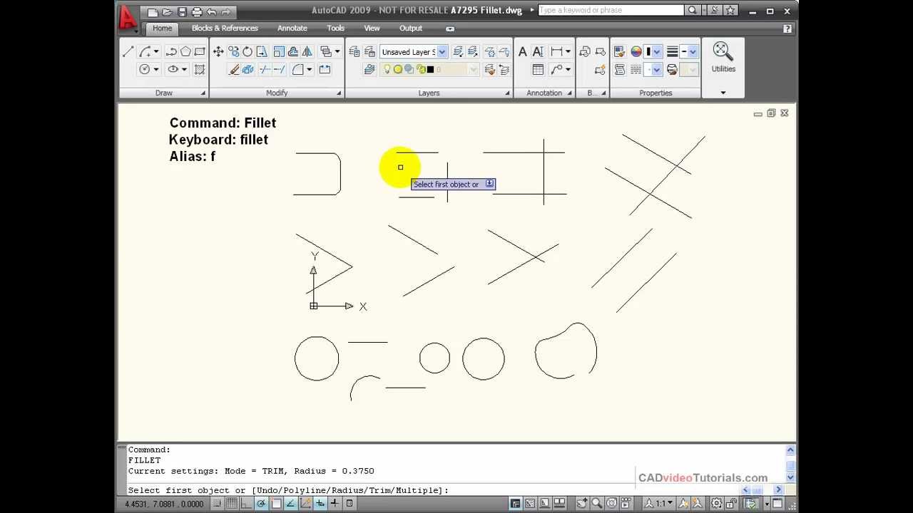 AutoCAD Tutorial for Beginners - Using the FILLET Command