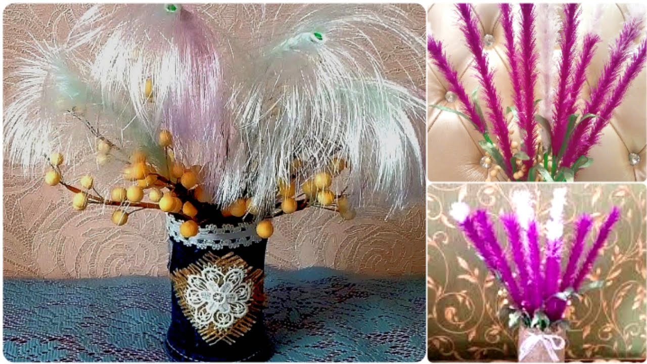 2 Идеи! Пушистые веточки из распущенных атласных лент своими руками. DIY flower from ribbons