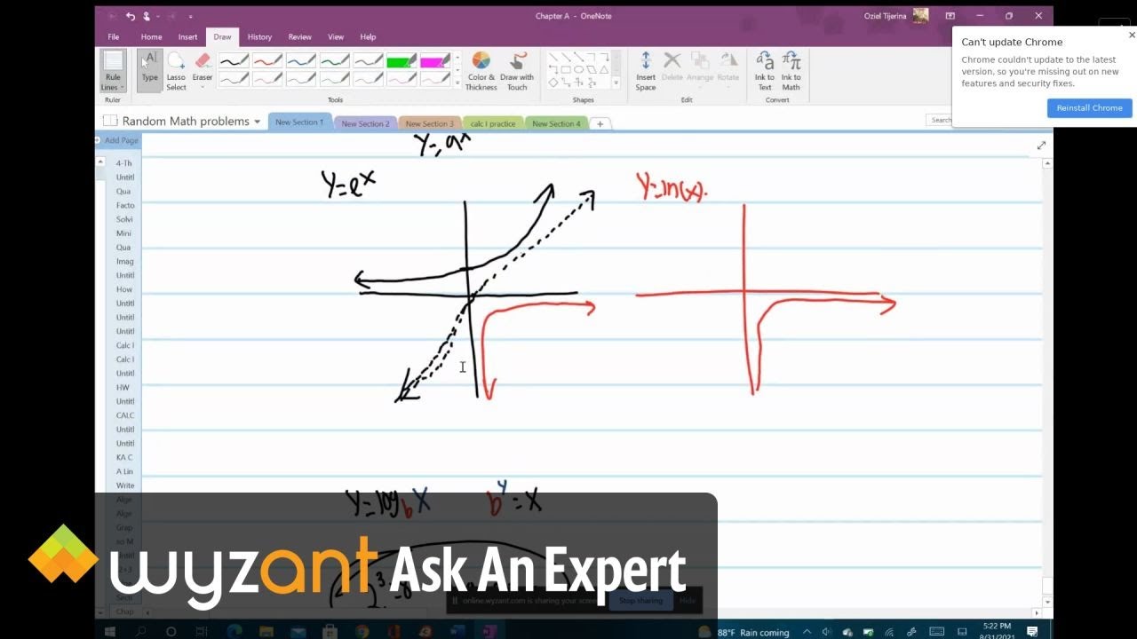 Relationship between logarithmic and exponential functions