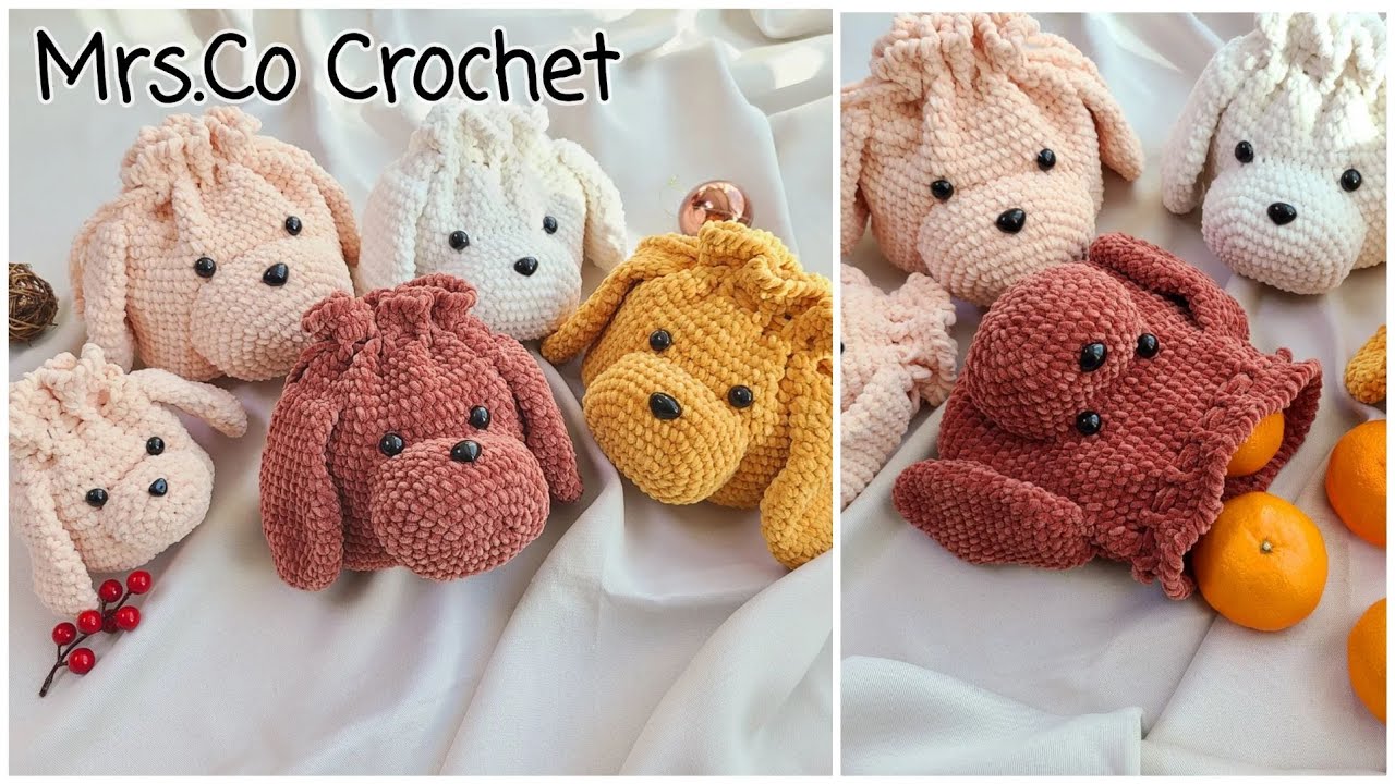 땡글 눈 반질 코 댕댕곰 파우치🐶🤎crochet pouch