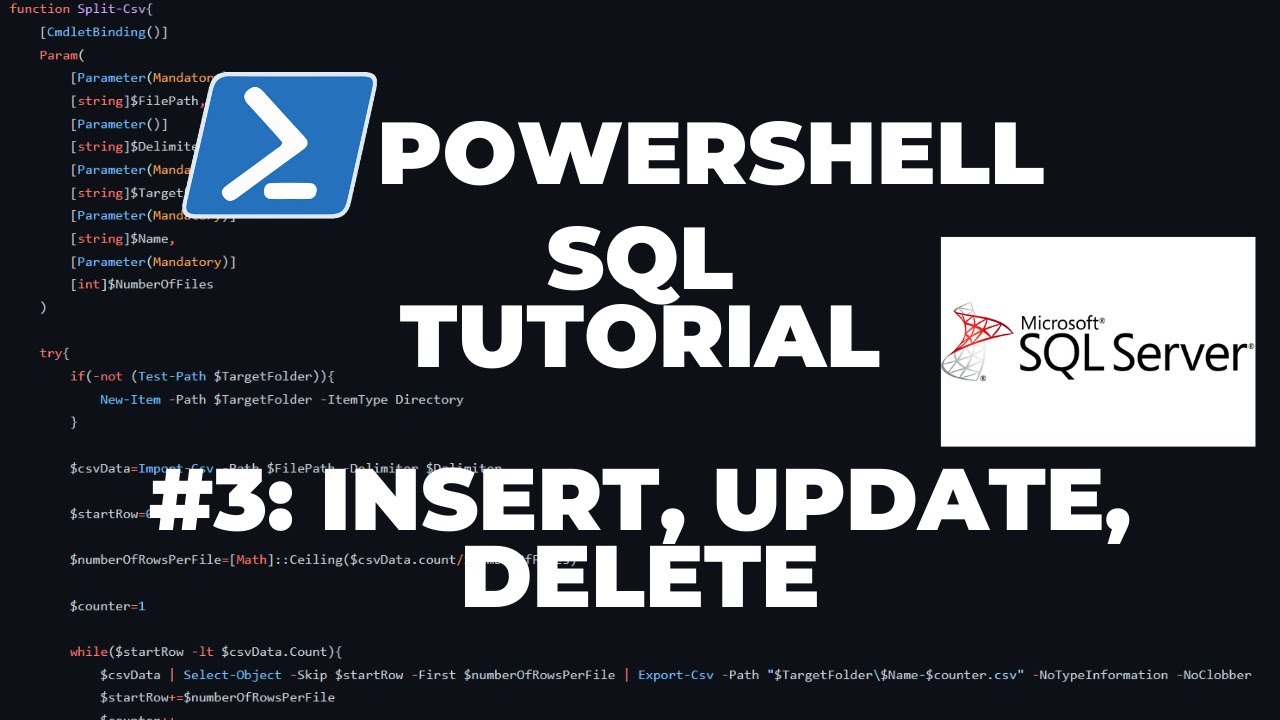 Учебное пособие по PowerShell SQL, часть 3: вставка, обновление, удаление