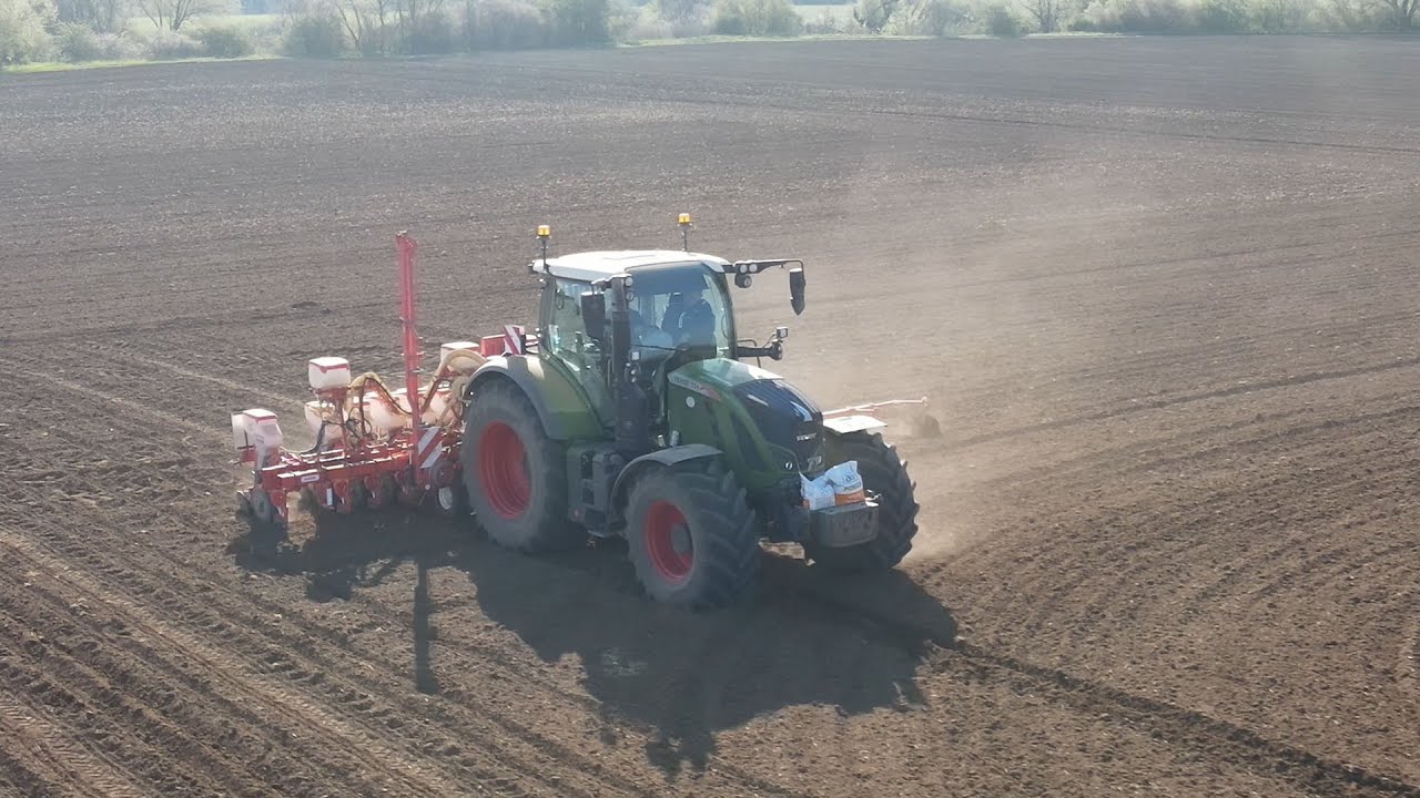 🟢🔴semis de tournesol et de maïs avec un semoir gaspardo 12 rangs pour ce fendt 724🌻🌽