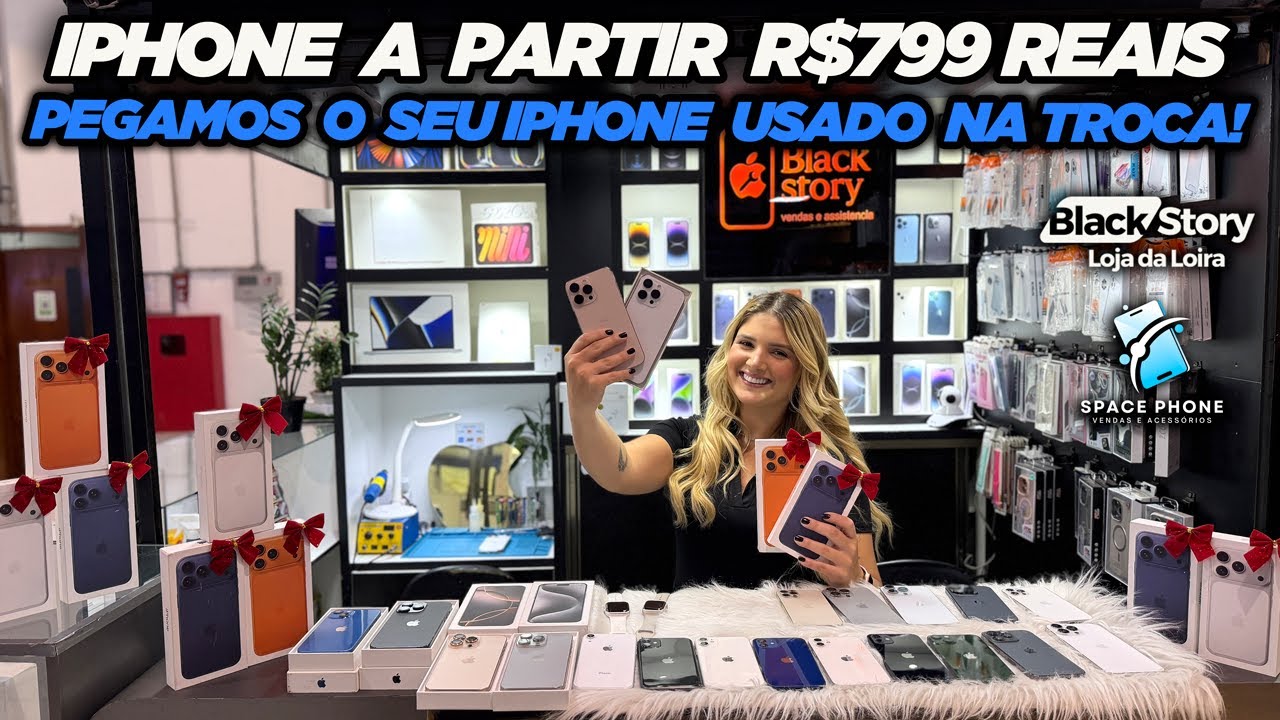 IPHONE A PARTIR R$799!!! PEGAMOS SEU IPHONE USADO NA TROCA! IPHONE 17 PRO MAX DISPONÍVEL!!!